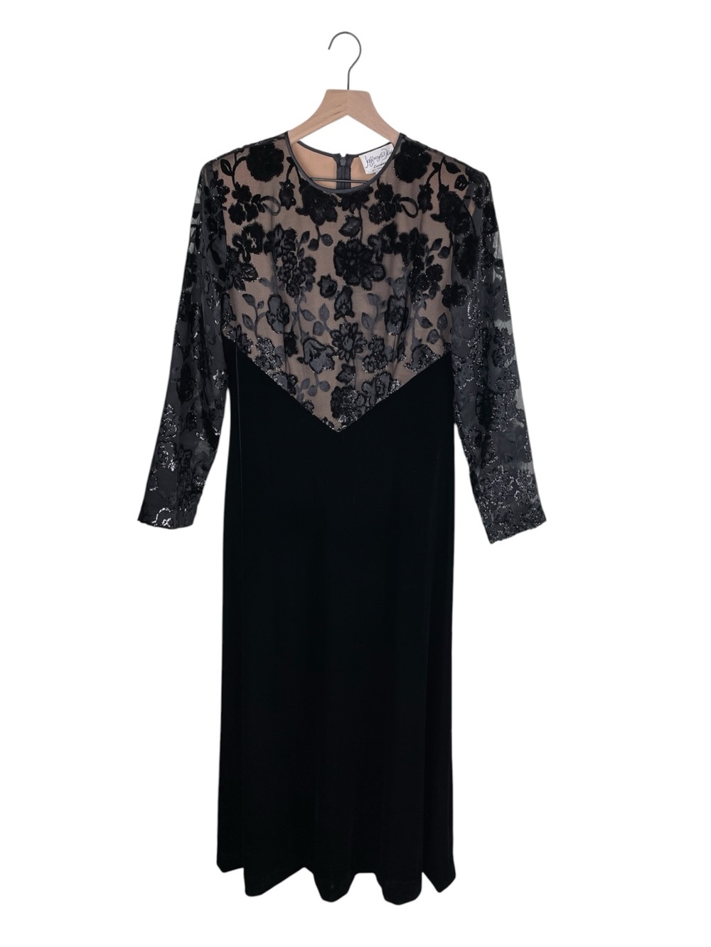 Vintage Jeffrey & Dara Evenings Black Velvet Gown Size 12 Whimsigoth Formal Maxi
